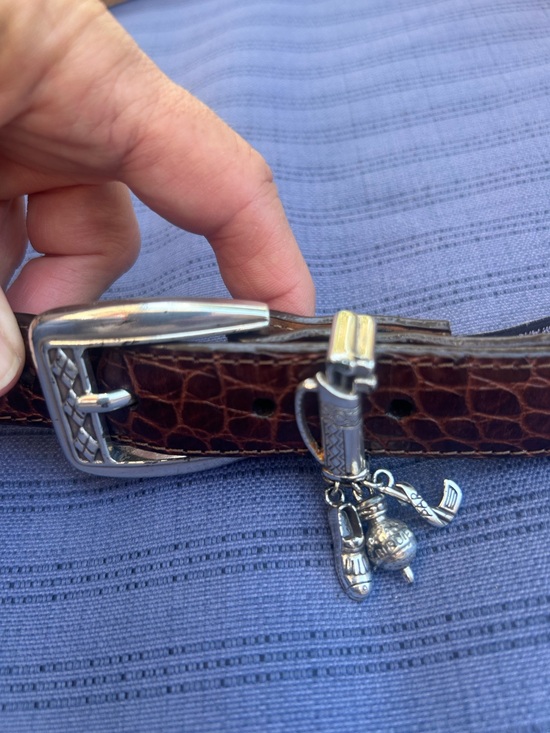Brighton Women’s Waist Belt Golf Charms Brown Embossed Leather USA Size 36 39” main image 5